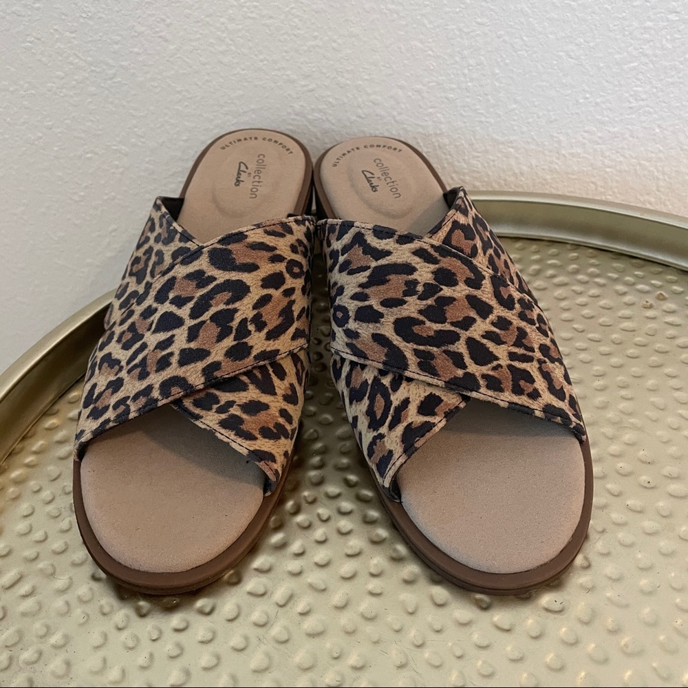 NWOT! Clarks sandals animal print! NEVER WORN!